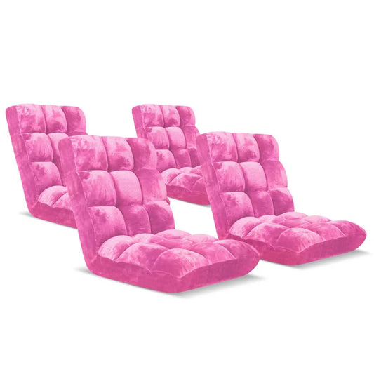 Floor Recliner 4X Folding Lounge Sofa Futon Couch Chair Cushion - Light Pink - Premium