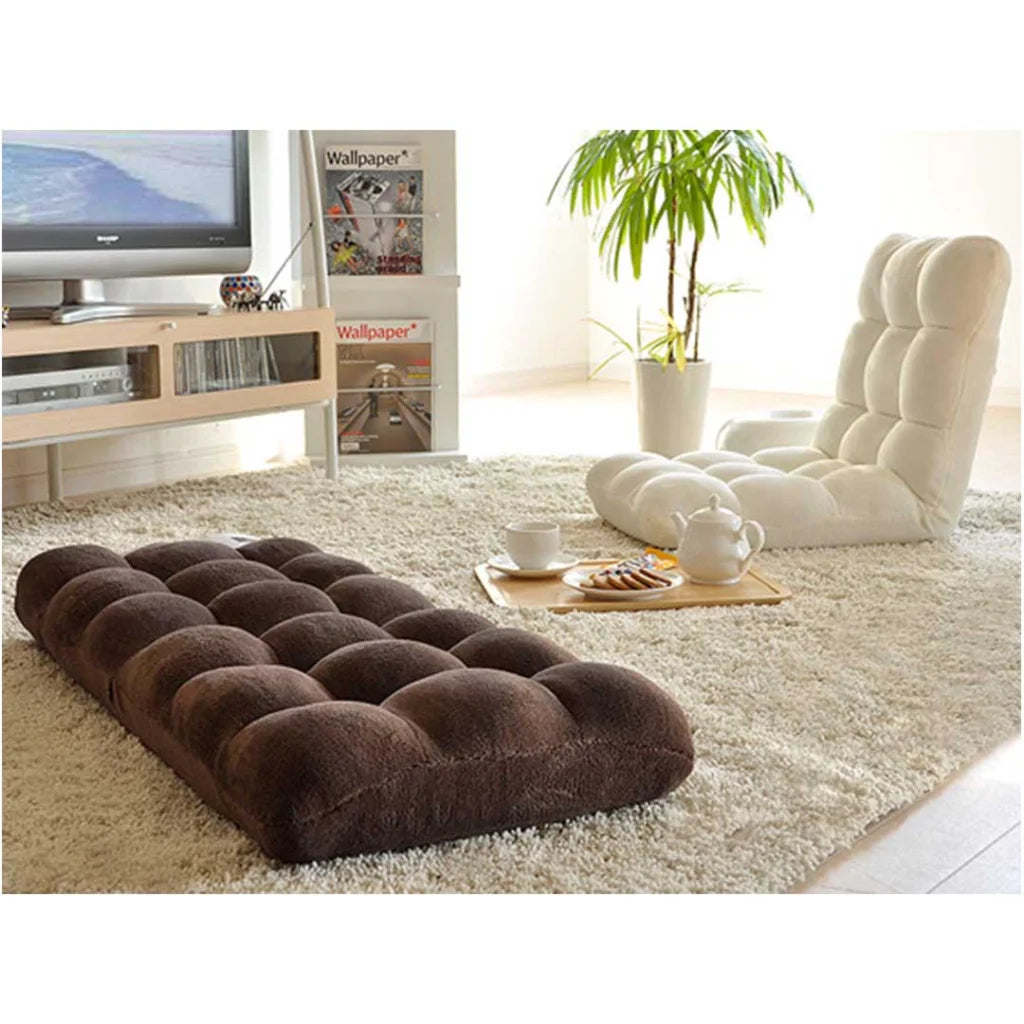 Floor Recliner 4X Folding Lounge Sofa Futon Couch Chair Cushion - Light Pink - Premium