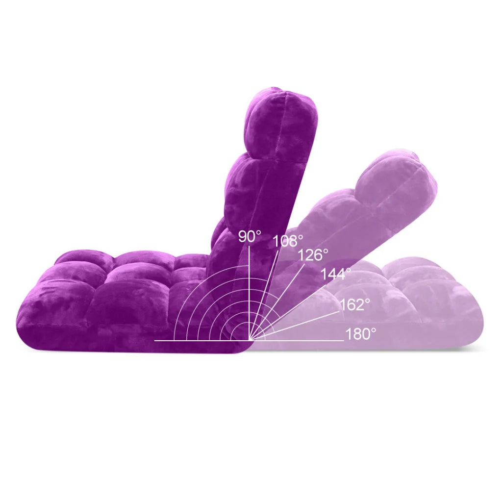 Floor Recliner Folding Lounge Sofa Futon Couch Chair Cushion 2X - Purple - Premium