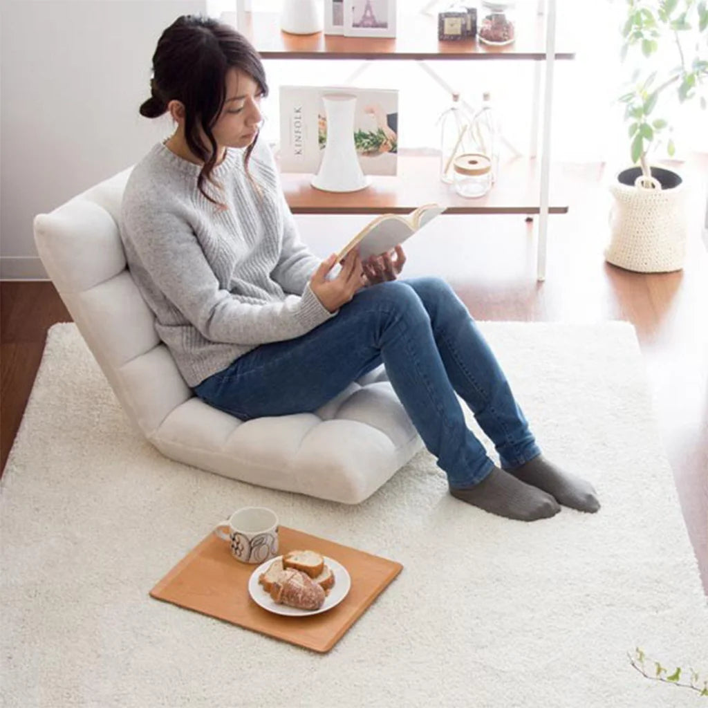 Floor Recliner Folding Lounge Sofa Futon Couch Chair Cushion 2X - White