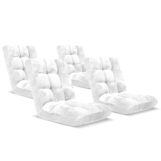 Floor Recliner Folding Lounge Sofa Futon Couch Chair Cushion 4X - White