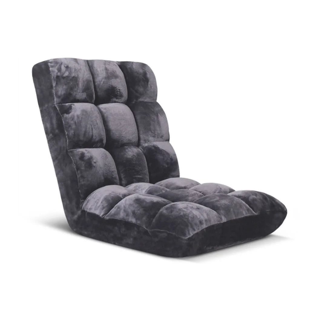 Floor Recliner Folding Lounge Sofa Futon Couch Chair Cushion - Grey - Premium