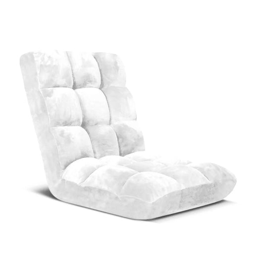 Floor Recliner Folding Lounge Sofa Futon Couch Chair Cushion - White