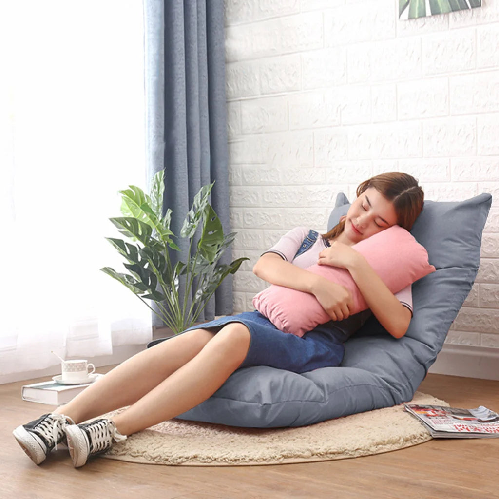 Floor Recliner Sofa Bed 4X Adjustable Lazy Lounge Folding Game Chair Grey