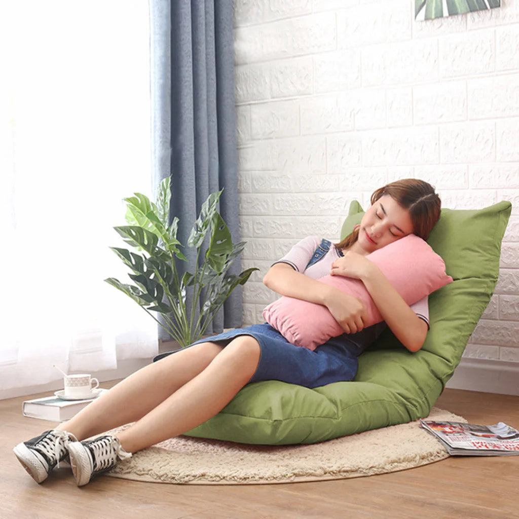 Floor Recliner Sofa Bed Adjustable Lazy Lounge Folding Game Chair Yellow Green