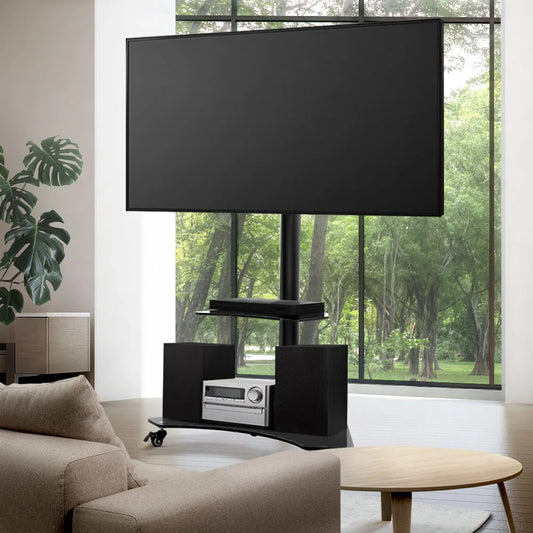 Floor TV Stand Bracket Mount Swivel Height Adjustable