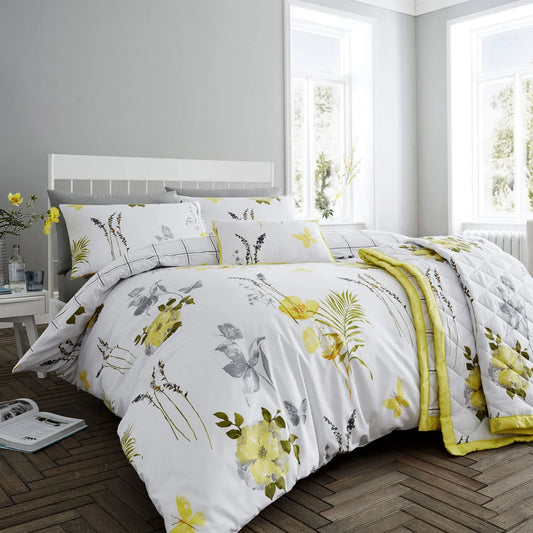 Flora Yellow Quilt Cover Set Super King - Artex - Home &
