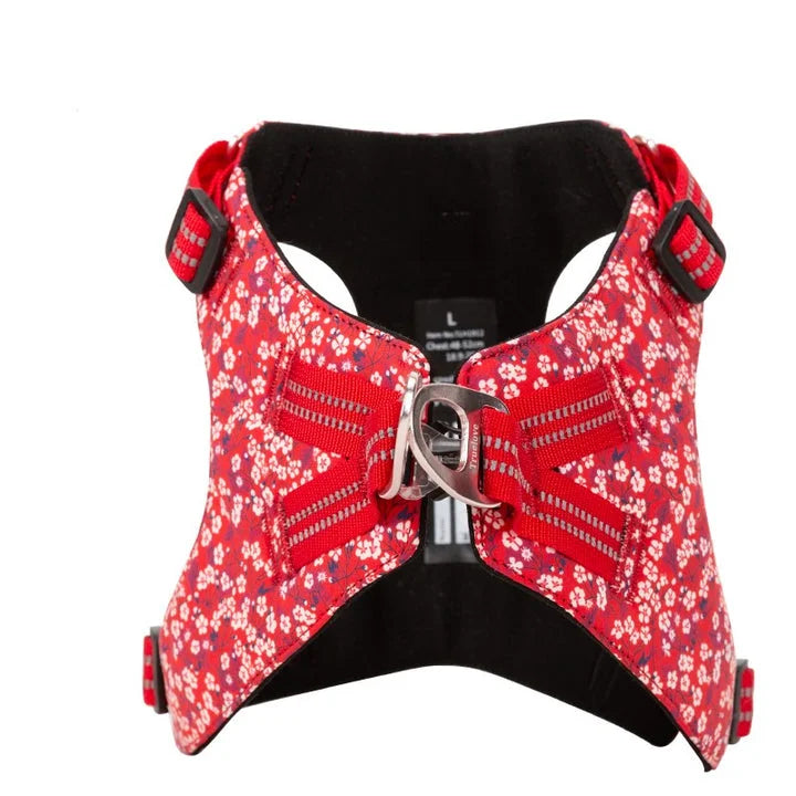 Floral Doggy Harness - Red (3XS)