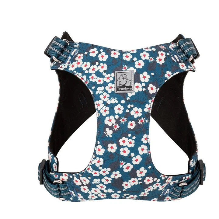 Floral Doggy Harness - Saxony Blue (L)
