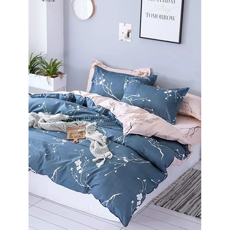 Floral Duvet Quilt Cover Set Queen Size - Home & Garden