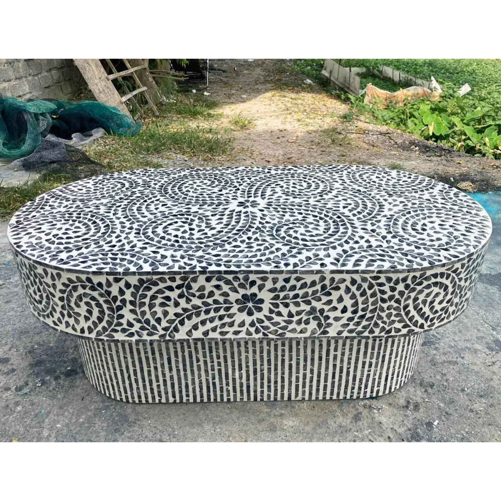 FLORAL MOTHER OF PEARL COFFEE TABLE - Furniture > Living