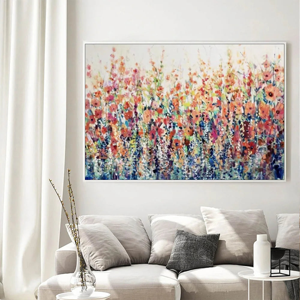 Flourish Of Spring Wall Art Canvas White Frame 100cmx150cm