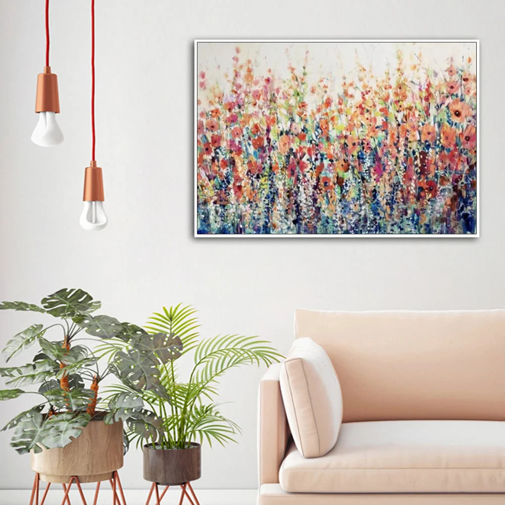 Flourish Of Spring Wall Art Canvas White Frame 100cmx150cm