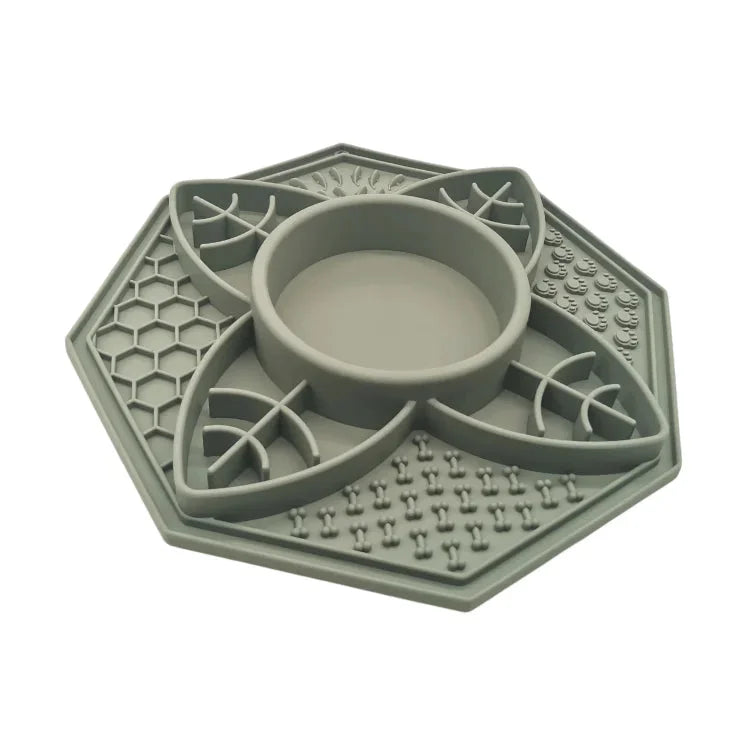 Flower Mandala Slow Feeder Lick Mat Bowl - Sage - Health &