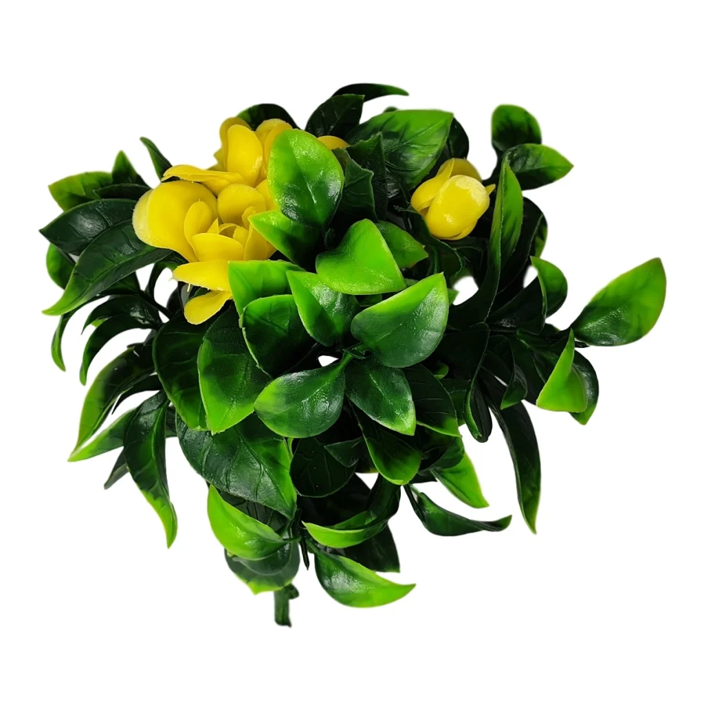 Flowering Yellow Rose Stem UV Resistant 30cm - Artificial