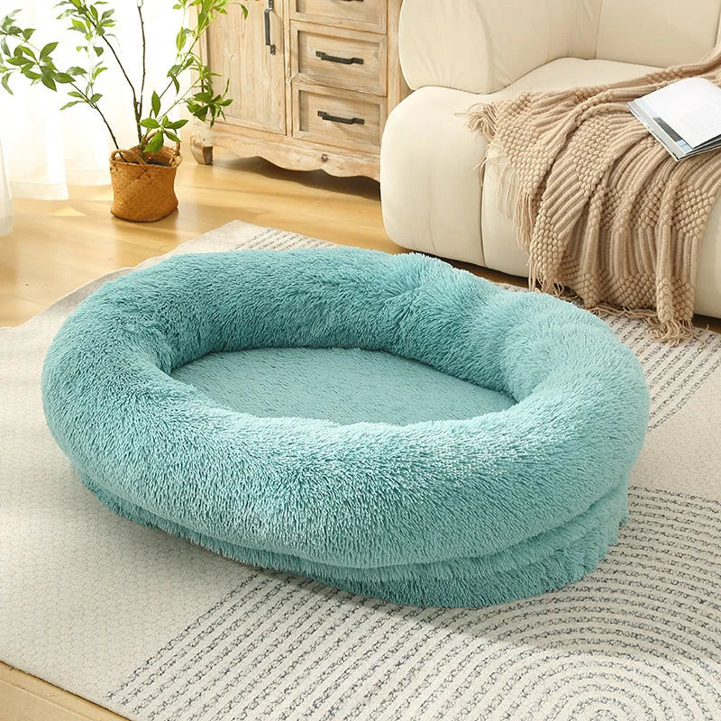 Fluffy Donut-Shaped Pet Bed- Soft Cozy and Anti-Anxiety