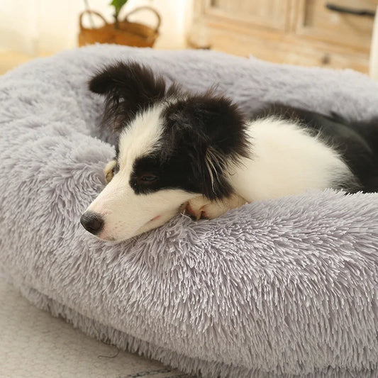Fluffy Donut-Shaped Pet Bed- Soft Cozy and Anti-Anxiety