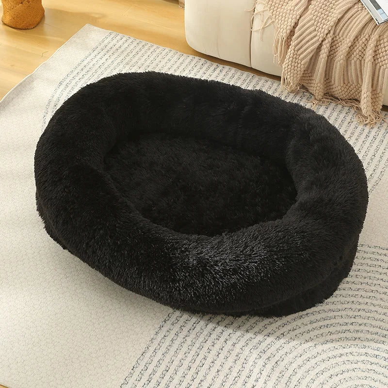 Fluffy Donut-Shaped Pet Bed- Soft Cozy and Anti-Anxiety