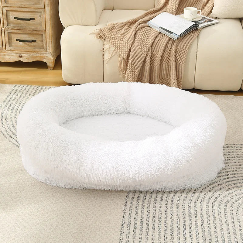 Fluffy Donut-Shaped Pet Bed- Soft Cozy and Anti-Anxiety