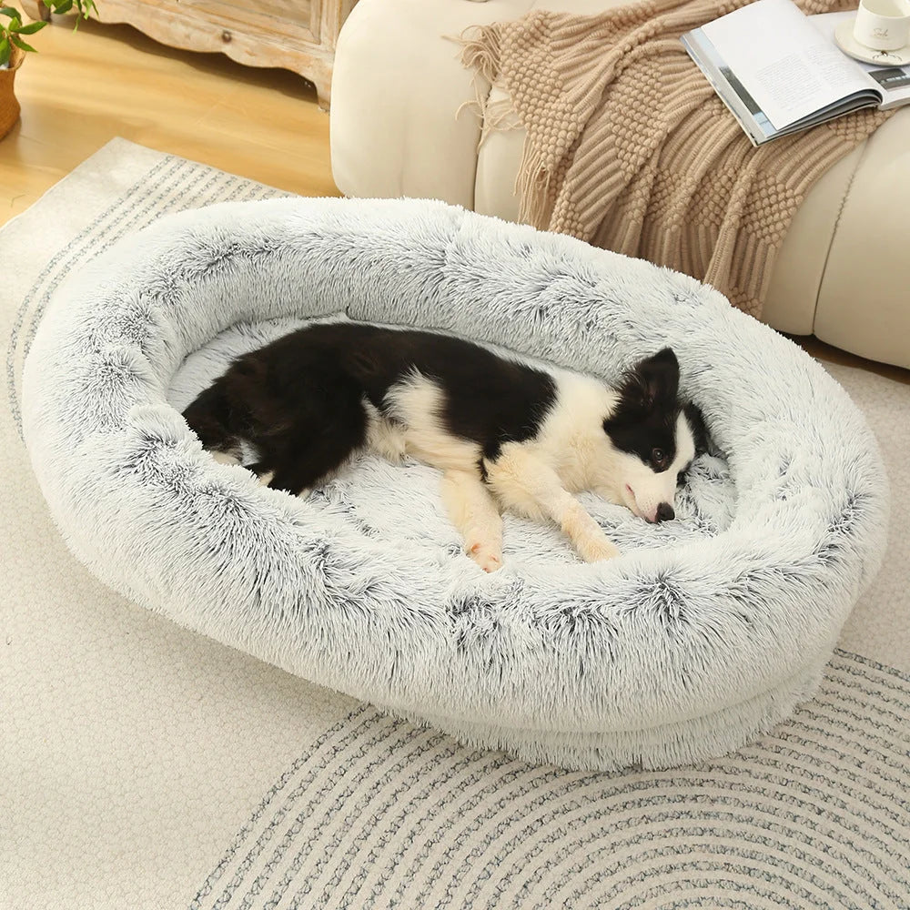 Fluffy Donut-Shaped Pet Bed- Soft Cozy and Anti-Anxiety