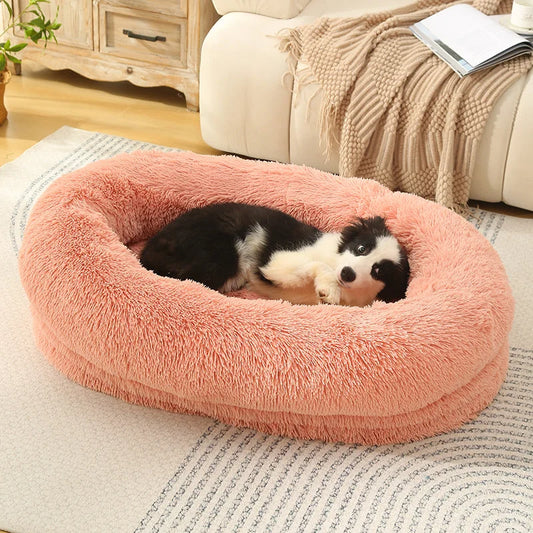 Fluffy Donut-Shaped Pet Bed- Soft Cozy and Anti-Anxiety
