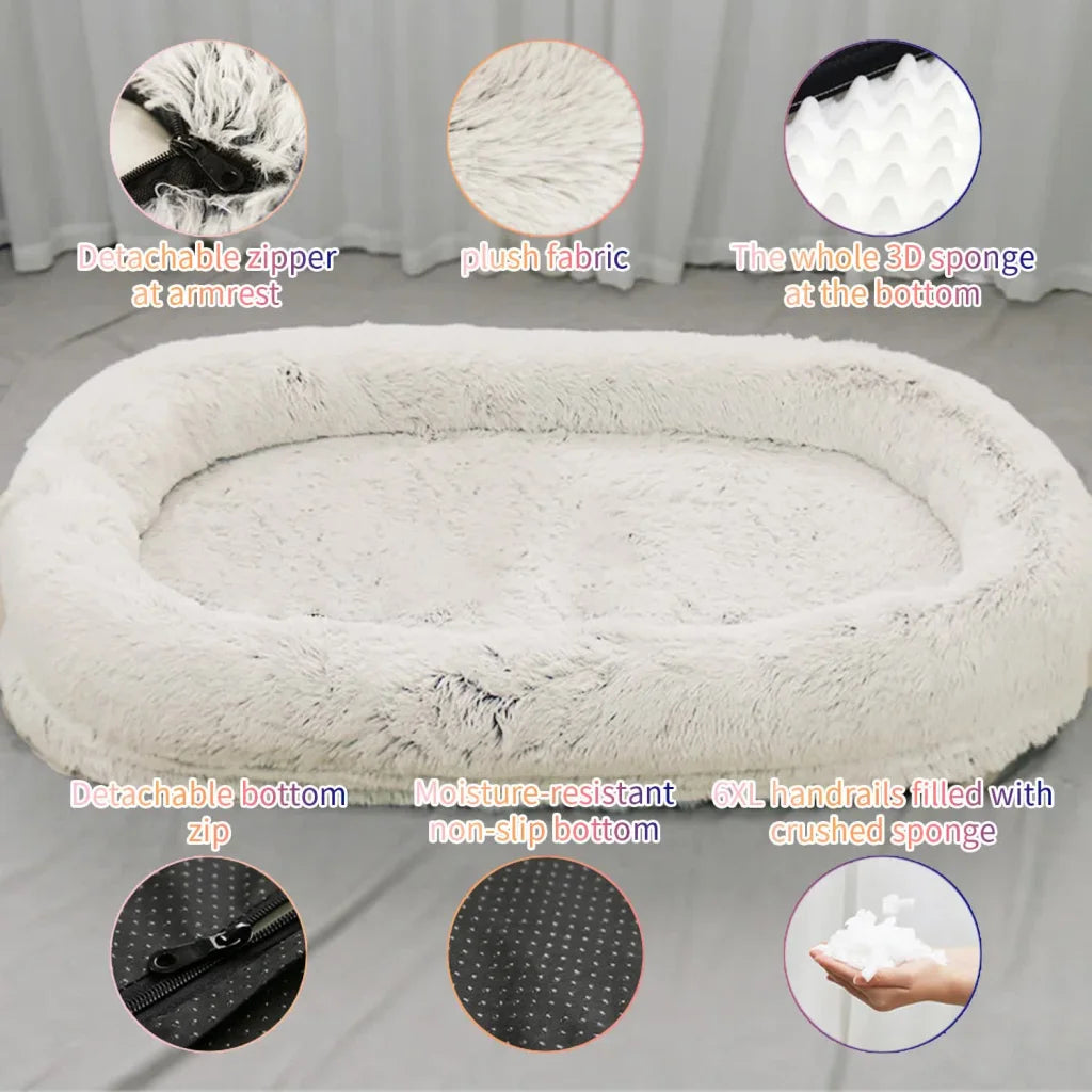 Fluffy Donut-Shaped Pet Bed- Soft Cozy and Anti-Anxiety