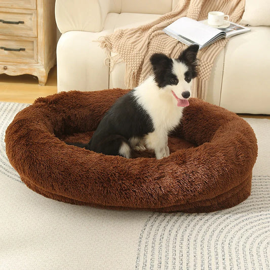 Fluffy Donut-Shaped Pet Bed- Soft Cozy and Anti-Anxiety