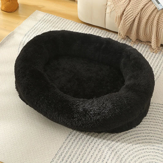 Fluffy Donut-Shaped Pet Bed- Soft Cozy and Anti-Anxiety