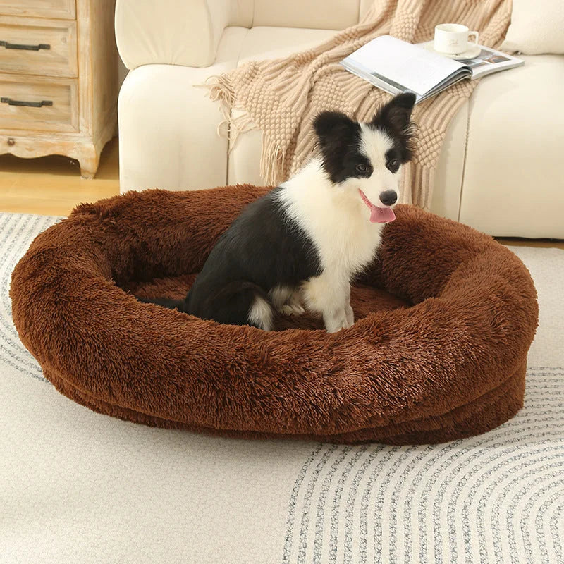 Fluffy Donut-Shaped Pet Bed- Soft Cozy and Anti-Anxiety