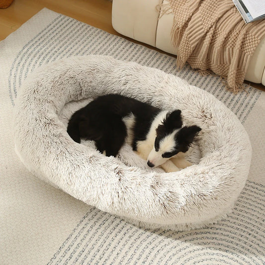 Fluffy Donut-Shaped Pet Bed- Soft Cozy and Anti-Anxiety
