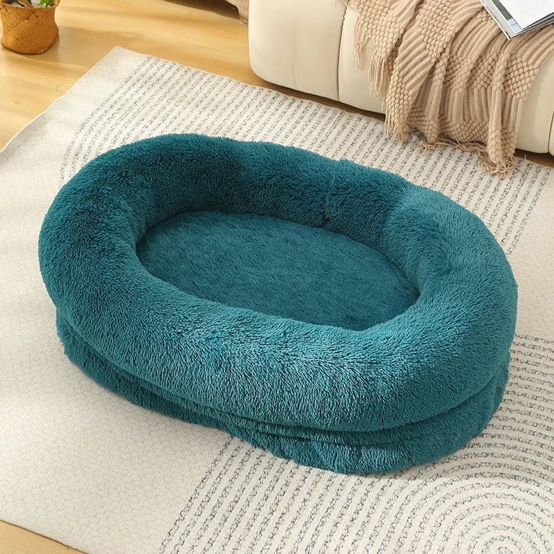 Fluffy Donut-Shaped Pet Bed- Soft Cozy and Anti-Anxiety