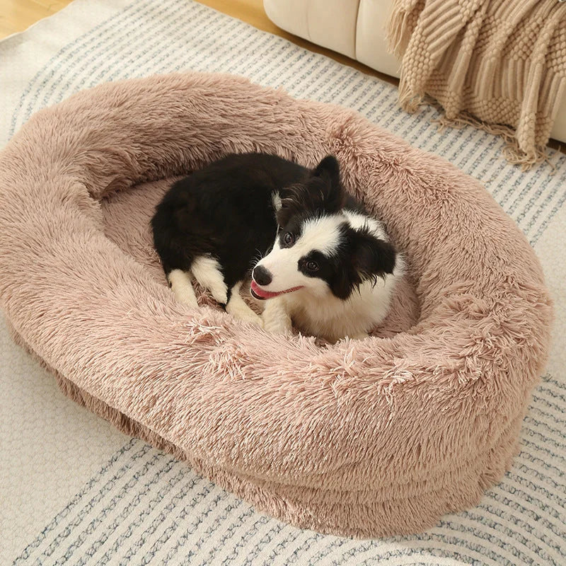 Fluffy Donut-Shaped Pet Bed- Soft Cozy and Anti-Anxiety