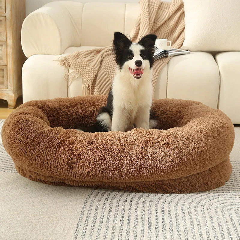 Fluffy Donut-Shaped Pet Bed- Soft Cozy and Anti-Anxiety
