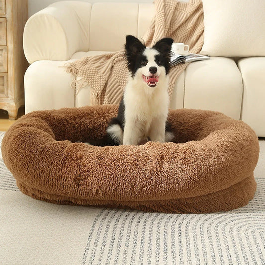 Fluffy Donut-Shaped Pet Bed- Soft Cozy and Anti-Anxiety