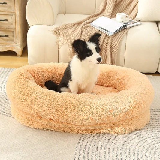 Fluffy Donut-Shaped Pet Bed- Soft Cozy and Anti-Anxiety