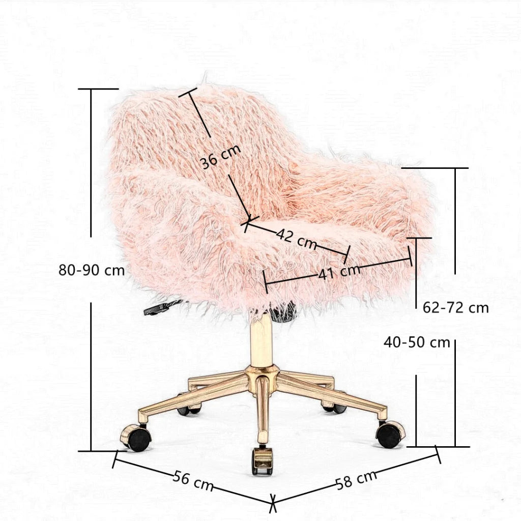 Pink office chair with mesh backrest and caster base