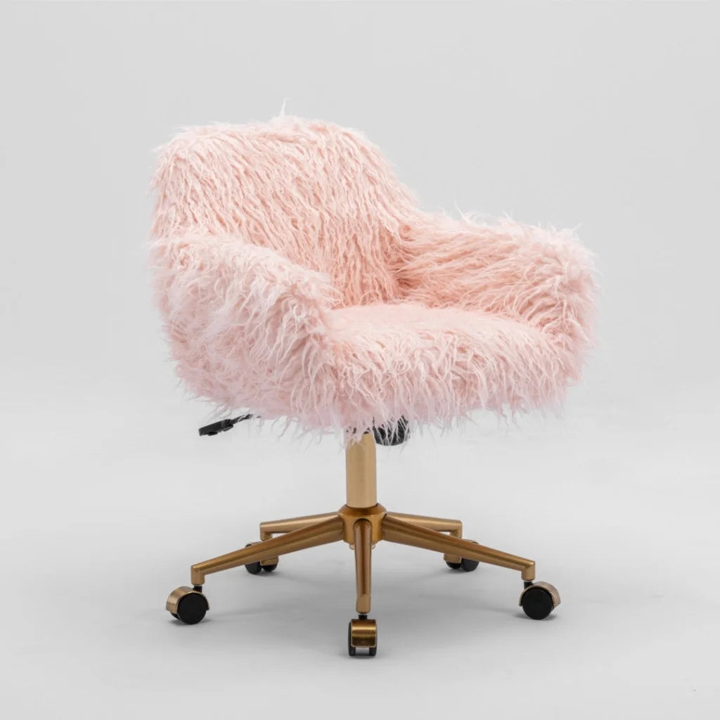 Fluffy Office Chair Faux Fur Modern Swivel Desk