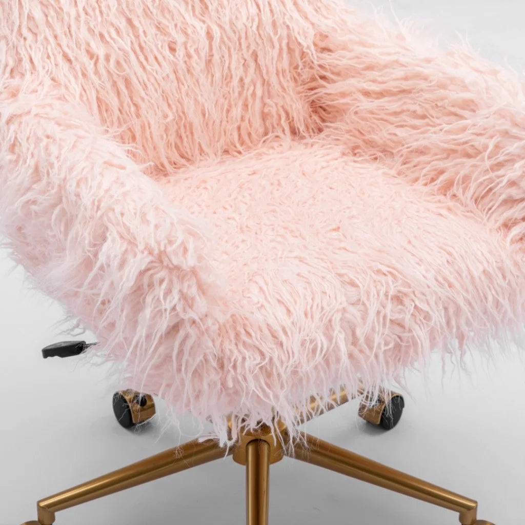 Fluffy Office Chair Faux Fur Modern Swivel Desk Chair