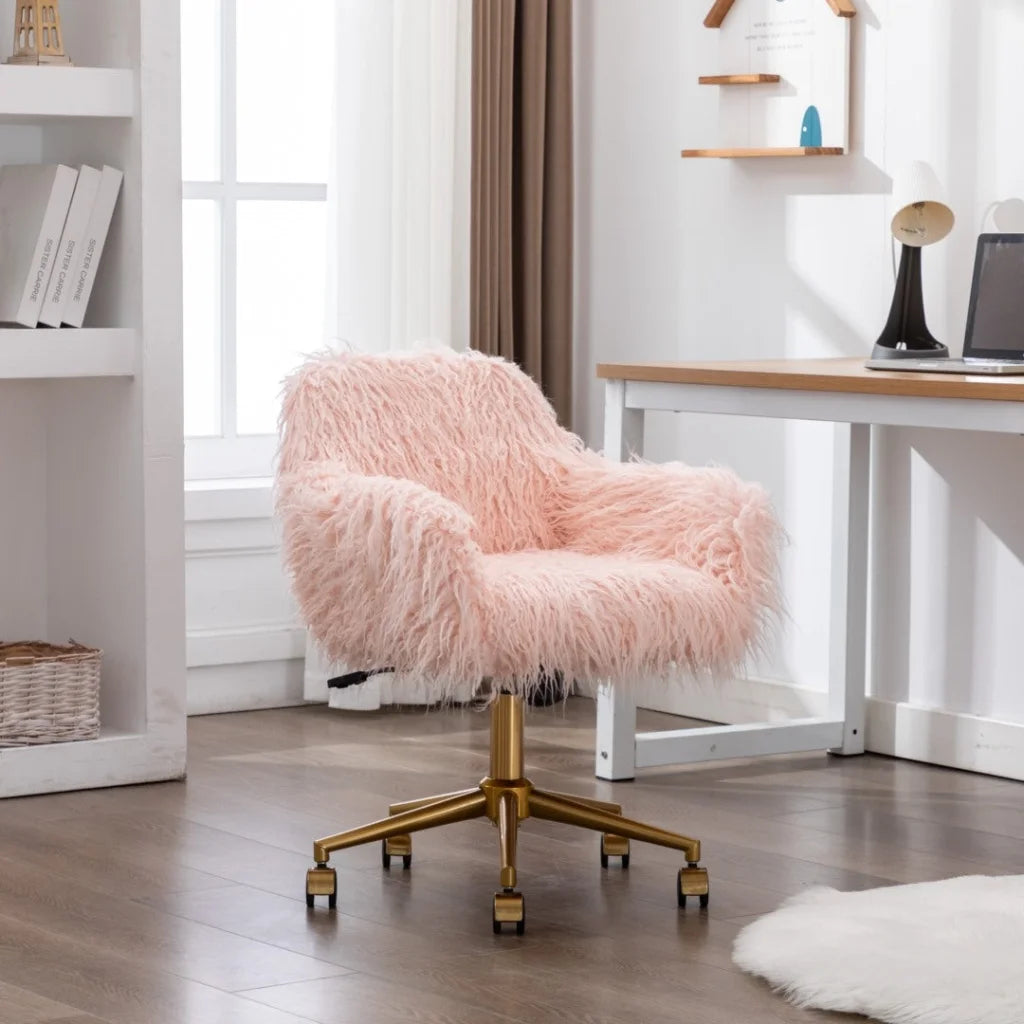 Fluffy Office Chair Faux Fur Modern