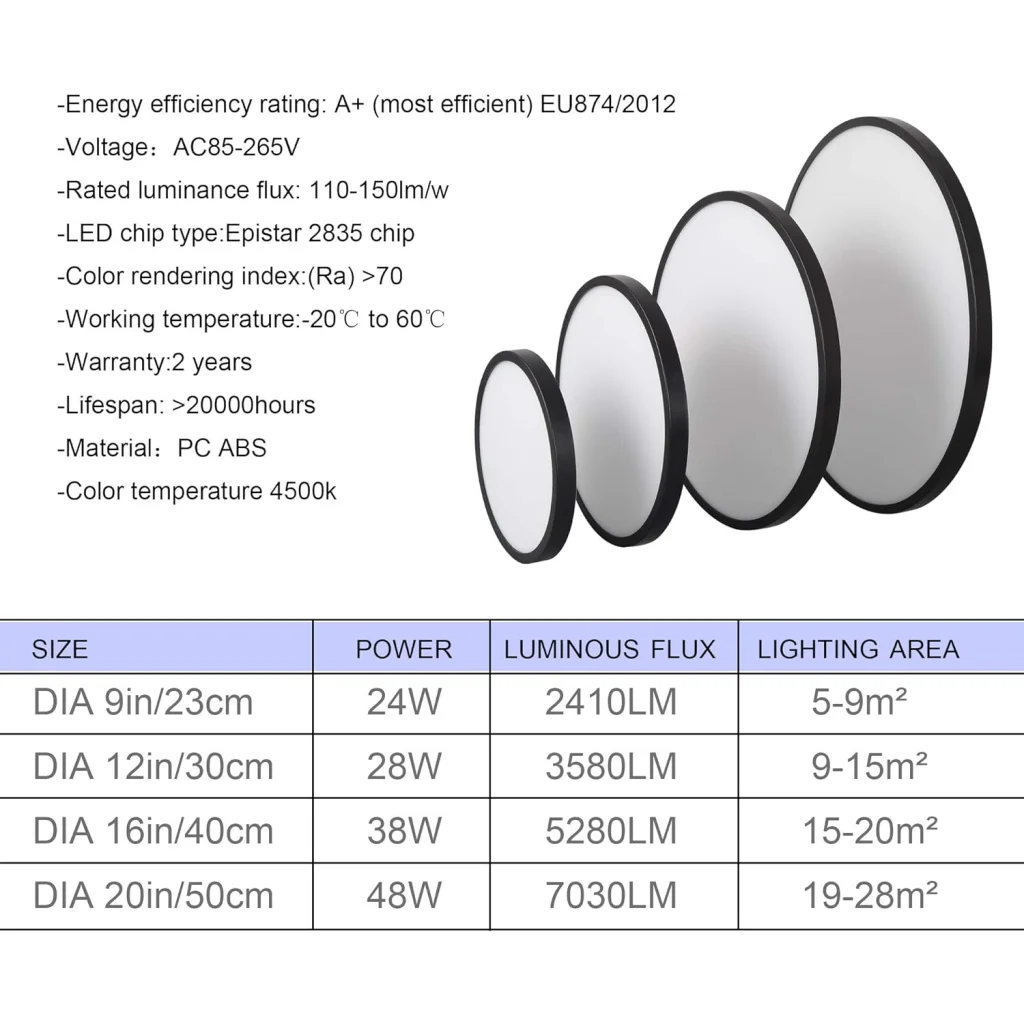 Flush Mount LED Ceiling Light - Natural Black 48W - Home &