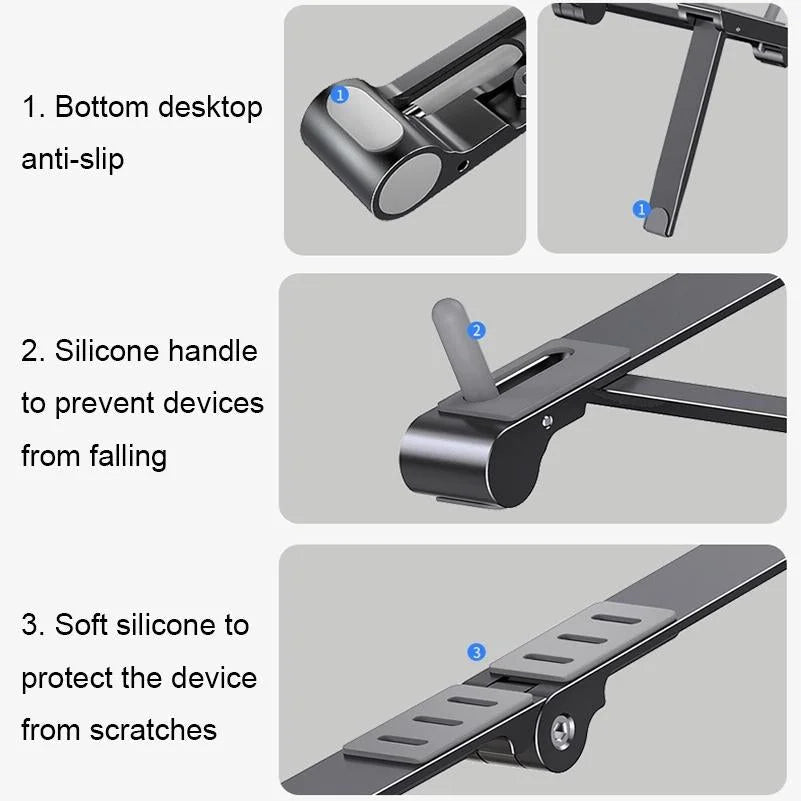 Foldable Aluminum 3-in-1 Phone Tablet Stand - Portable
