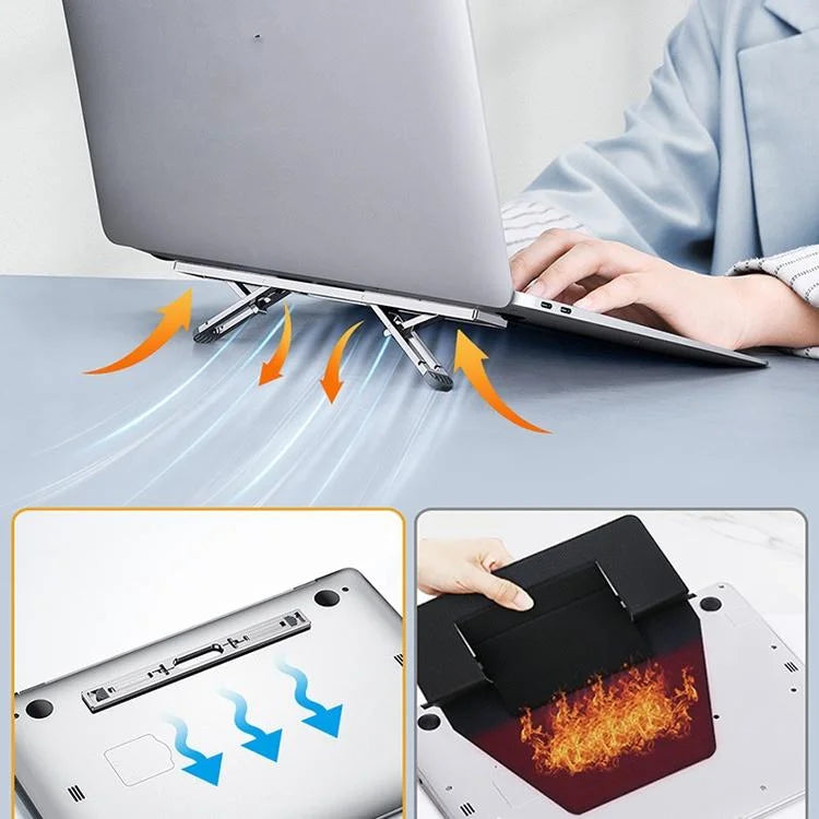 Foldable Aluminum Laptop Stand - Adjustable Height Base