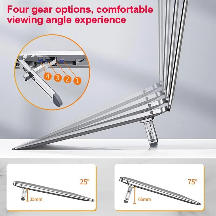 Foldable Aluminum Laptop Stand - Adjustable Height Base