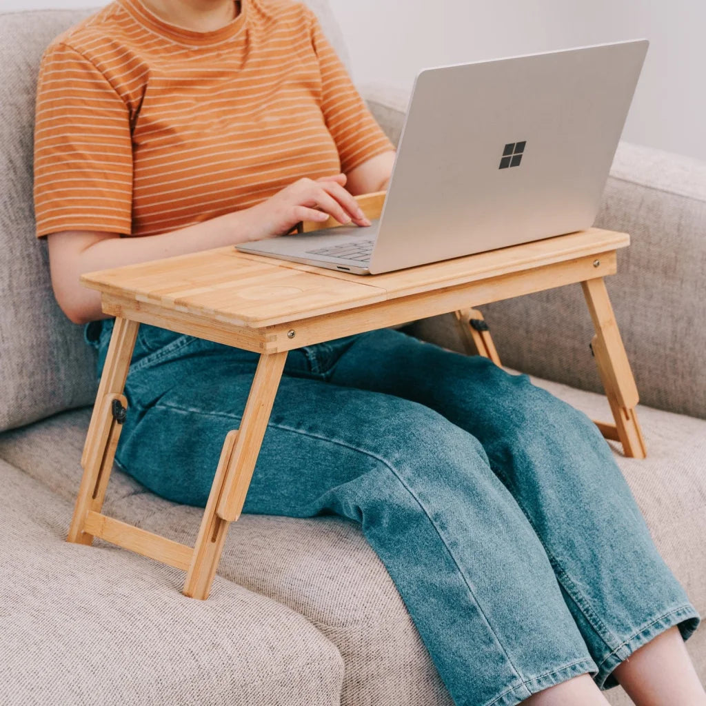 Foldable and Adjustable Bamboo Laptop Table Bed Tray electronics