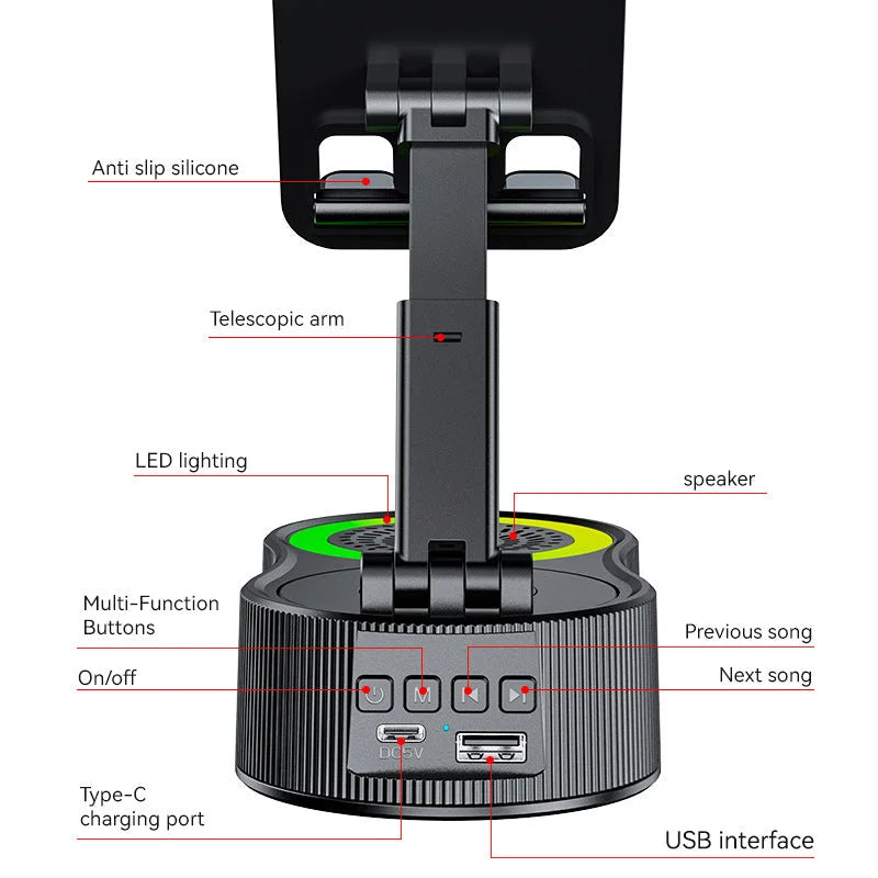 Foldable Bluetooth Speaker with 360 Rotating Phone/Tablet