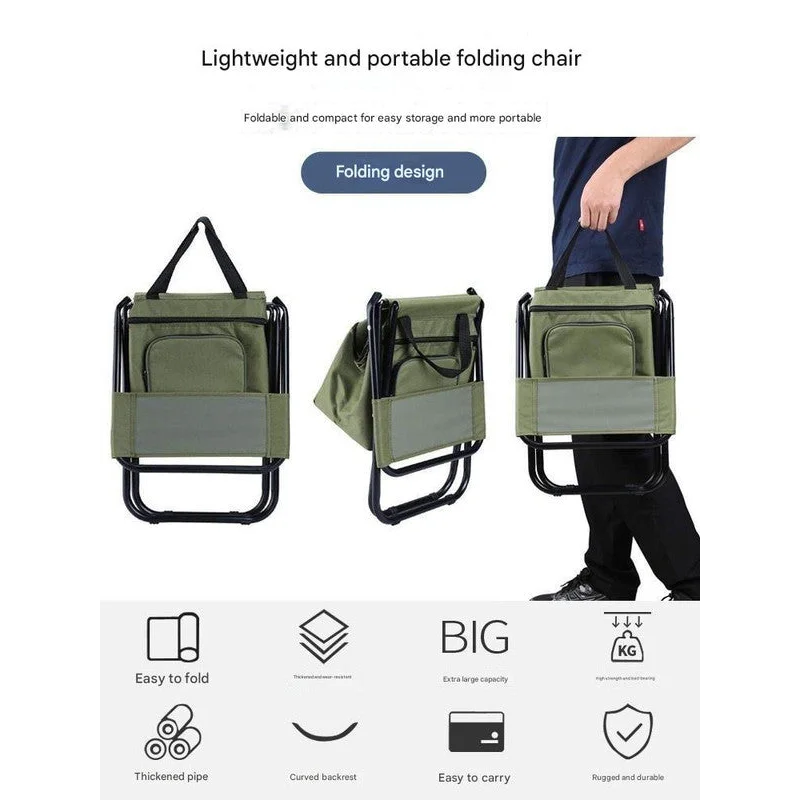 Foldable Camping Chair with Integrated 10L Insulated Cooler