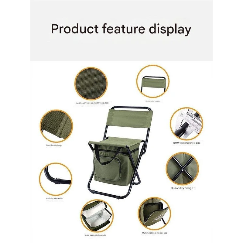 Foldable Camping Chair with Integrated 10L Insulated Cooler