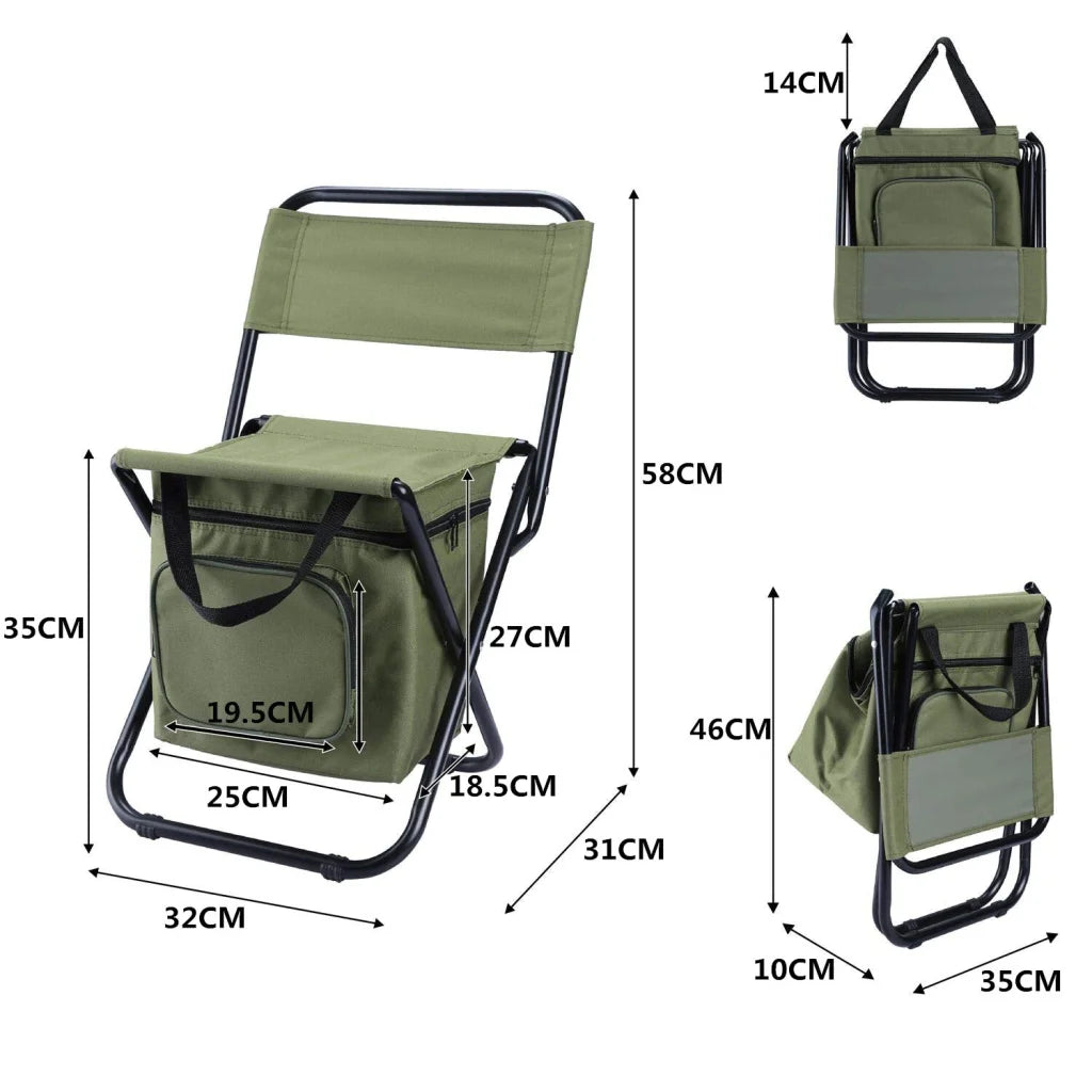 Foldable Camping Chair with Integrated 10L Insulated Cooler