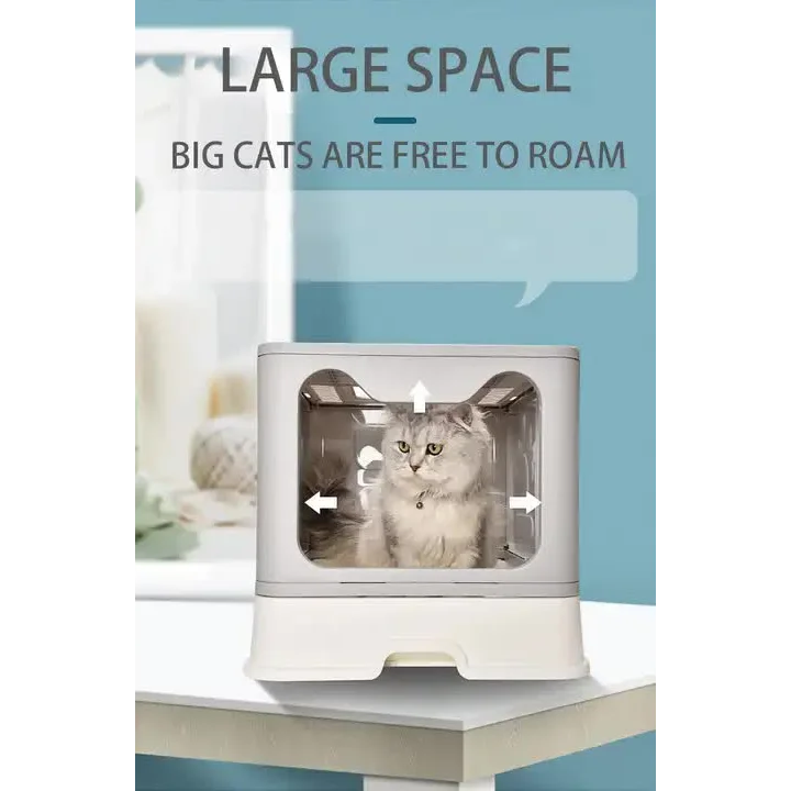Foldable Cat Litter Box with Pull-Out Tray -Easy Cleaning