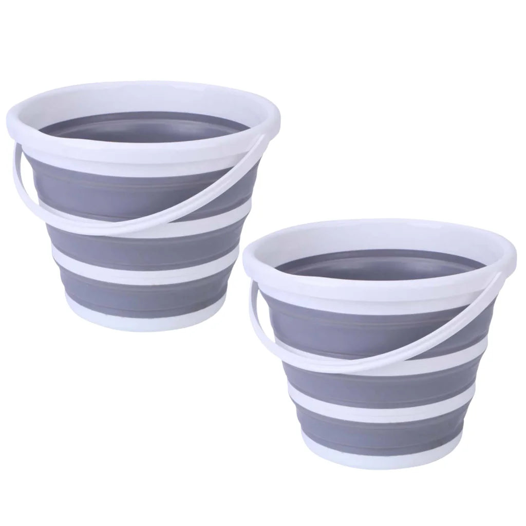 Foldable Collapsible Bucket 2X 10L Silicone for Hiking